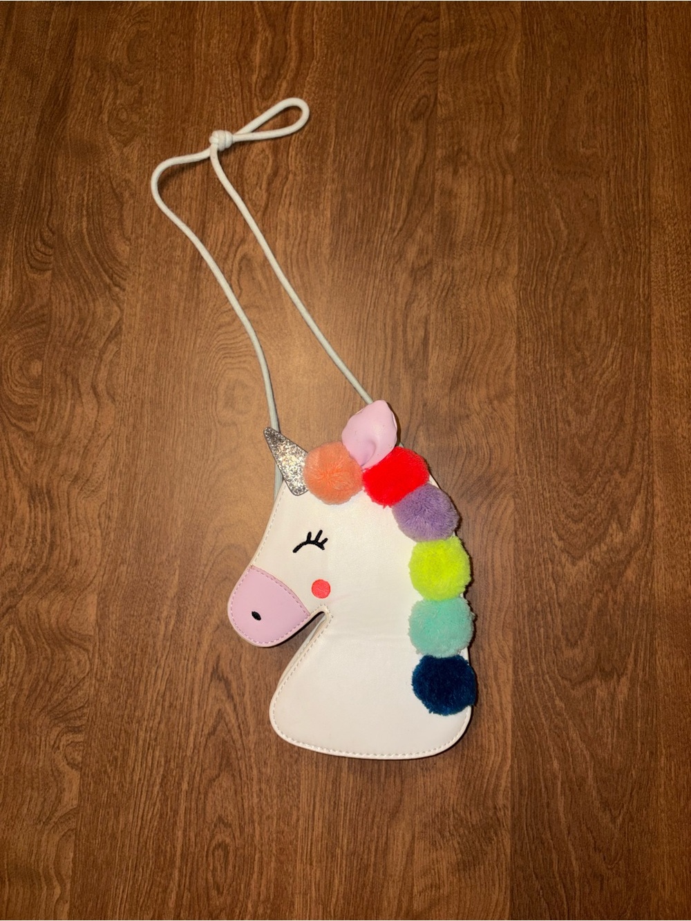 Cat & Jack Kids Unicorn Crossbody Bag - White with Rainbow Pom Poms